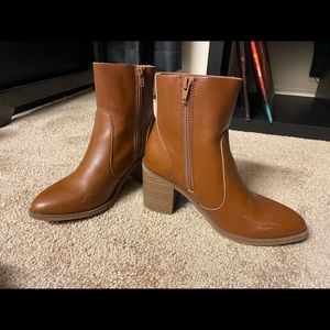 Brown zip up booties